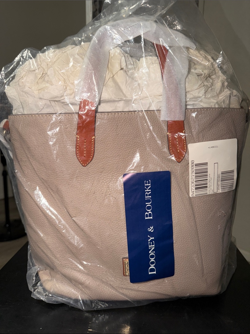 Dooney & Bourke Blush Pebble Leather Tote with Tan Handles